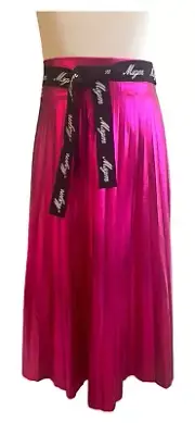 $160 New MSGM Pink Foil Pleated Logo Band Fashion Designer Summer Skirt Girls 8