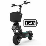 VOLTRIUM Rogue Off-Roader Adult Electric Scooter Black/Cyan 15.6Ah Battery with Basket