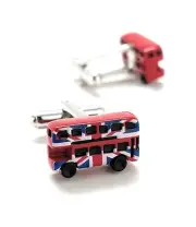 London Double Decker Bus Cufflinks UK Union Jack Flag Bus Cuff Links England Bus