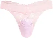 [IBAKOM] Men's Lace Frilly Sissy Thong Panties Sheer Mesh Bikini Briefs T-back G-string Underwear