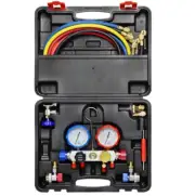 4-Way Manifold Gauge w/Hose Set R410a +HVAC Service Tool Charging Test Recovery