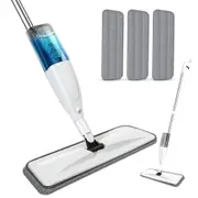 Wet Dry Floor Mop with 3 Reusable Microfiber Pads and Spray Bottle
