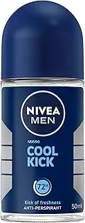 NIVEA MEN Cool Kick Anti-Perspirant Roll-On Deodorant 50ml | 72-Hour Sweat Protection | Energising Formula | Prevents Body Odour | Long-Lasting Deodorant for Men