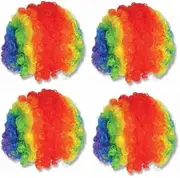 Rainbow Curly Costume Wig, Multicolour, Pack of 4