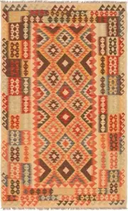 Vintage Hand Woven Carpet 5'3" x 8'4" Traditional Wool Kilim Rug