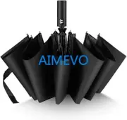 Windproof Vented Double Canopy Travel Umbrella with Teflon Coating, Auto 12Rib