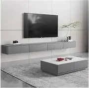 tv Stand Unit Wall Mounted Floating TV Cabinet, Floating TV Unit with Flip Door & Drawers, Modern Gray Entertainment Media Console with Storage for Living Room Living Room Furniture(180x30x20cm)
