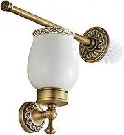 Toilet Brush Holder Antique Brass Toilet Brush Set Ceramic Vintage Retro Wall Mounted with Drilling Country House Style