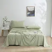 Dreamaker Ultra Soft Micro Flannel Sheet Set King Bed - Flannelette Alternative Fade & Wrinkle Resistant Warmth & Cosy Winter Bedding Sheets Flat Sheet, Fitted Sheet, Pillowcase - Sage