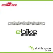Sunrace Bike Chain - E-Bike Compatible 12 Speed - 110 Links - Chrome