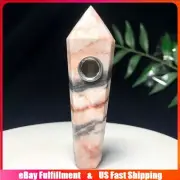 Natural Pink Travertino Alhambra Obelisk Quartz Crystal Wand Smoking Pipe Reiki