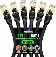 Cat 7 Ethernet Cable 1 ft - (6 Pack) High-Speed Cat7 Internet & Network LAN Patch Cables, RJ45 Connectors - Perfect for Gaming, Streaming, and More (Black)