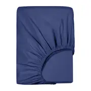 LINENOVA Premium 100% Cotton Fitted Sheet(King single,Navy)
