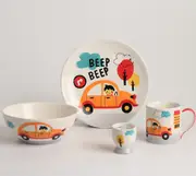 Royalclub 4 Piece Happy Car Kid's Breakfast Set