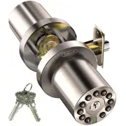 Waterproof Electronic Door Knob with Keypad and Key, Auto Lock, Satin Nickel,...