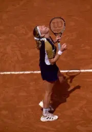 Steffi Graf of Germany celebrates during the French Open Tennis Ch- Old Photo 2