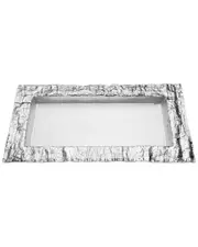 Alice Pazkus 17.5in Glass Rectangular Tray With Silver Design