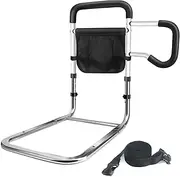 DePango Bed Rails for Elderly Adults Safety, Adjustable Height & Storage Pocket Bed Guard Rails for Queen King Size Bed, Carbon Steel Bed Assist Rails for Seniors (Patent Pending)