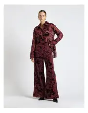 [Cue] Velvet Paisley Burnout Shirt in Plum
