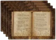 10 Commandments Placemats Set of 4 Ten Commandments Table Mats Christian Reli...