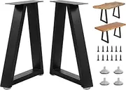Xinghonyac 2 Pcs 16 inch Trapezoid Metal Table Legs with Screws and Adjustable Feet Pads for Bench Legs, Coffee Table Legs, DIY Furniture Legs