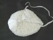 NEW HANDMADE ~ Round White Crochet Wedding Purse/Bag detailed ~ Tassel & Flower