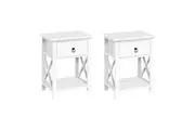 Artiss 2 X Bedside Table 1 Drawer with Shelf - EMMA White