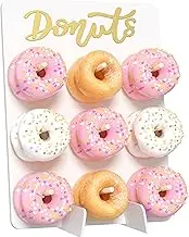 APOIMNA Donut Wall Display Stand, 1 Pack Wood Donut Peg Board Holds 18 Donuts, Large Donut Display Stand for Party, Donut Holder Stand Party Decorations,(White)