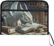 YMXFXP Book Dragon Glasses Expandable Filing Folder, 13-Pocket Funny Cute Design with Sticky Labels, A4 Letter Size Document Organizer for Office, School, Boys, Girls
