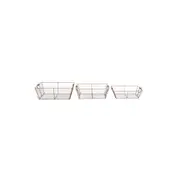 3pc Wire Harvest Rectangular Basket Set Home/Garden Plant Display Decor Brown