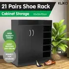 New 21 Pairs Shoe Cabinet Rack Storage Organiser Shelf 2 Doors Cupboard Black