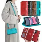 Removable PU Leather Wallet with Zipper Magnet Flip Cover Card Purse Phone Case