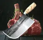 Handmade Butcher Knife Forged Steel Wood Handle Chef Cleaver Slicing Beef Cut L