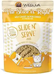 Weruva Slide N' Serve Paté Wet Cat Food, The Slice is Right Wild Caught Salmon Dinner, 2.8Oz Pouch (Pack of 12)