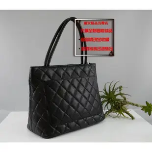 優買二手精品名牌店 Chanel 1804 GST 黑色荔枝皮 銀幣包肩背包手提包托特包購物包 激新