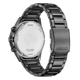 【CITIZEN 星辰】Chronograph 光動能 碼錶計時三眼不鏽鋼腕錶-黑43mm(CA0775-79E 防水100米)
