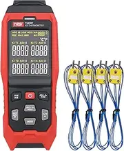 TA612C 4 Channels K/J Type Thermocouple Thermometer -200~1372℃/ -328~2501℉ Handheld Digital Temperature Meter 5000 Groups Data Storage with USB Data Upload & Real-time Measurement