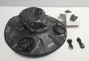 New, Vincent Jagger Pattern Solar Powered Fan Cooling Wide Brim Bucket Hat