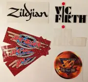 Lot of 7 Vintage 1990s Stickers: Zildjian, Pro-Mark, Vic Firth, Pearl Drums