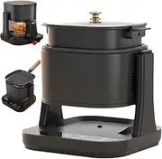 Glass Air Fryer, Air Fryer with Multi Function (5.5 Air Fryer & 1.5L Grill Pan & 3L Hotpot), 1350W Electric Air Fryer Adjustable Temperature, Timer, Transparent Bowl for Family & Party Use Black