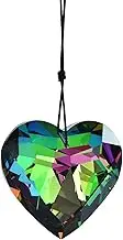 Colorful Heart Crystals Suncatcher Hanging Sun Catcher with Chain Pendant Ornament for Window Home Garden Christmas Day Party Wedding Decoration (Green)