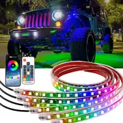 For Jeep 6 PCS RGB Dream Color LED Underglow LED Kit Neon Strip Lights Bluetooth