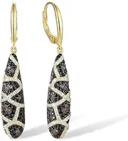 [Santuzza] 925 Sterling Silver Python Pattern Teardrop Earrings Spinel Cubic Zirconia Snakeskin Pattern Dangle Silver Jewellery for Women, Sterling Silver Gemstone