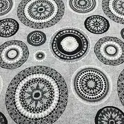 Kt KILOtela - Printed Linen Fabric Decoration Cushion Upholstery 100cm Length x 280cm Width | Mandalas - Grey, Black ─ 1 Metre