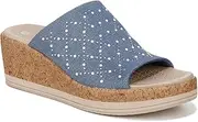 [Bzees] Women's Royal Machine Washable Comfort Wedge Sandal Slide, Blue Shimmer, 8.5