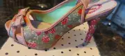 Vintage Retro 40s 50s Heeled Peeptoe Shoes Size 5