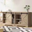 Oikiture 2x Buffet Sideboard Cabinet Storage Cupboard Hallway Pantry Table Oak