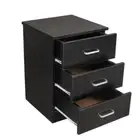 Design Square Modern 3-Drawer Chest Nightstand BedSide Table - Black