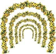 Bacucine 6Pcs Artificial Sunflower Garland 7.5ft Silk Sunflower Hanging Vine Artificial Flowers with Green Leaves for Home Wedding Party Garden Table Decor