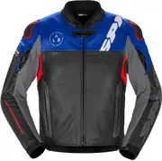 Spidi DP Progressive Motorcycle Leather Jacket, black-blue, Size 58 for Men Black Blue